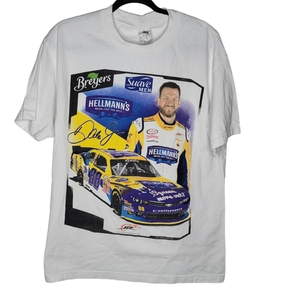 Dale Earnhardt Jr Hellmanns Breyers Suave NASCAR Racing T-Shirt in White